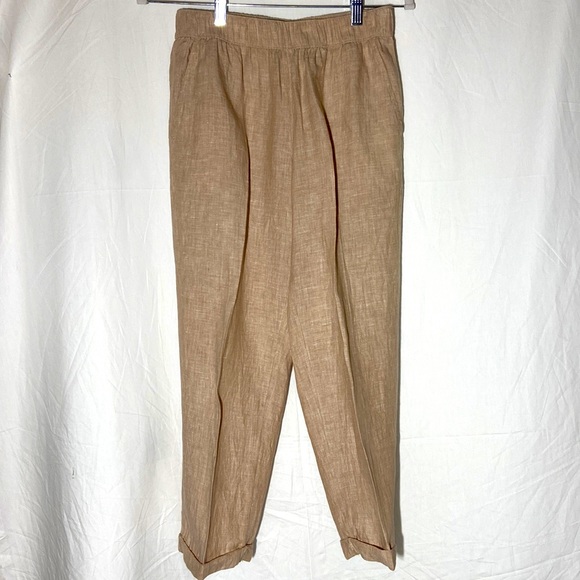RACHEL “Rachel Roy” 100% Washable Linen Ankle Pants. Small. Tan. - Picture 8 of 13